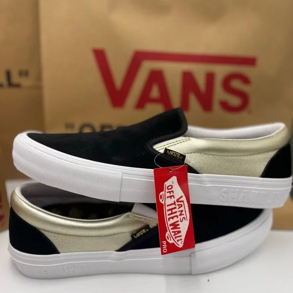 Vans Men’s Slip-On Pro(Shake Junt) Black/Gold Sneakers VN0A347V13L